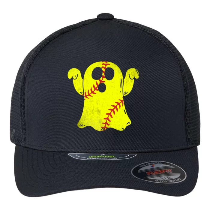 Softball Ghost Softball Lover Halloween Costume Flexfit Unipanel Trucker Cap