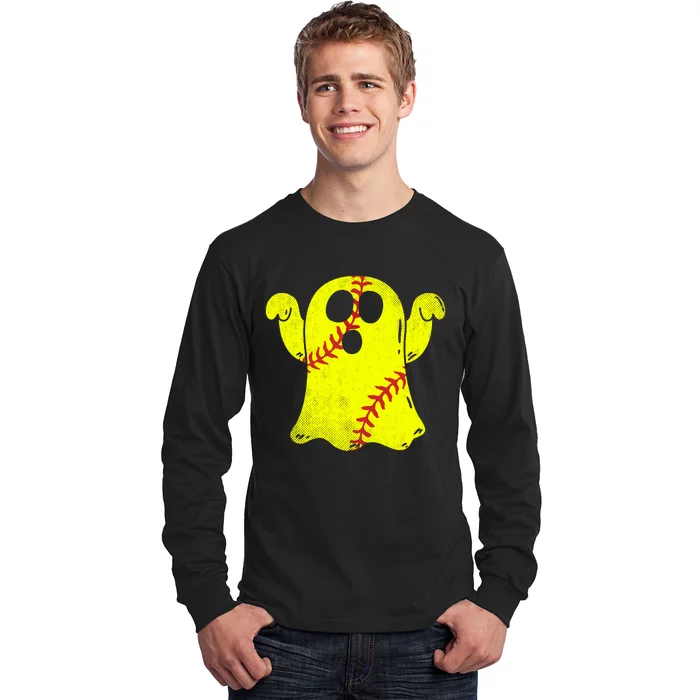 Softball Ghost Softball Lover Halloween Costume Long Sleeve Shirt