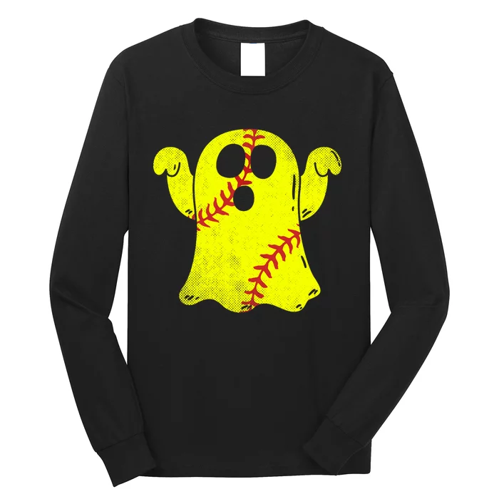 Softball Ghost Softball Lover Halloween Costume Long Sleeve Shirt