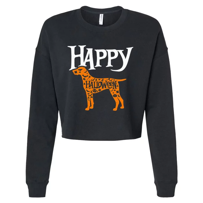 Spooky German Shorthaired Pointer Halloween Costume Cropped Pullover Crew