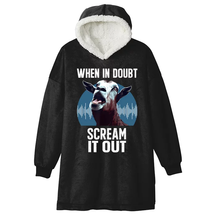 Screaming Goat Scream It Out Meme Face Goat Owner Farmer Hooded Wearable Blanket