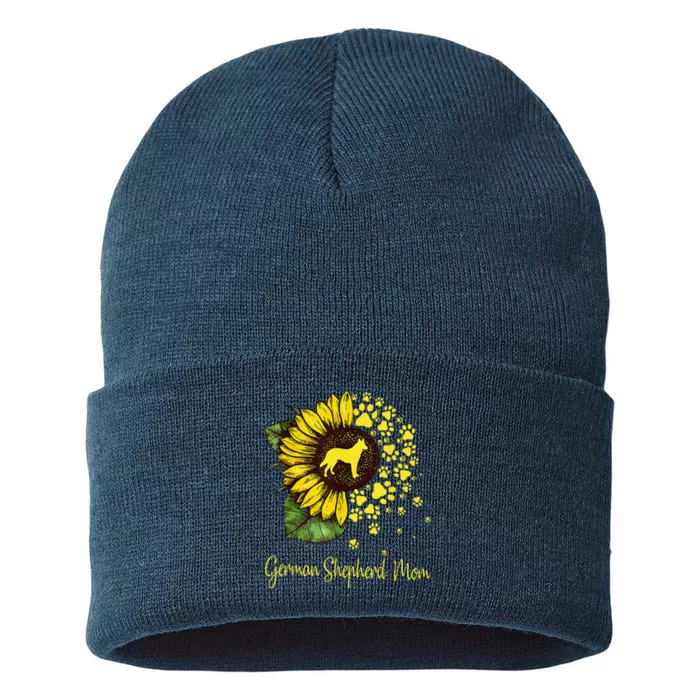 Sunflower German Shepherd Mom Dog Lover Mothers Day Gift Sustainable Knit Beanie