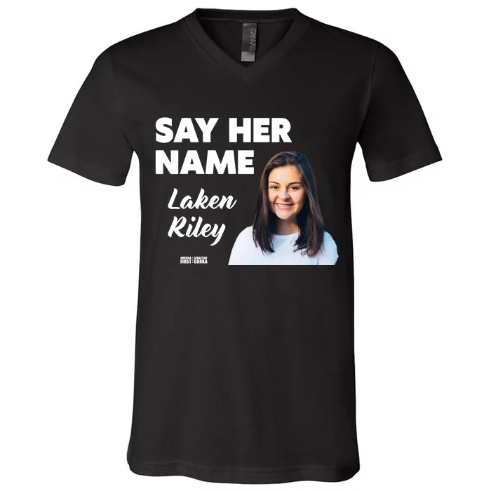 Sebastian Gorka Say Her Name Laken Riley V-Neck T-Shirt