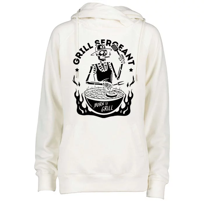 Slogan Grill Sergeant Born To Grill Womens Funnel Neck Pullover Hood