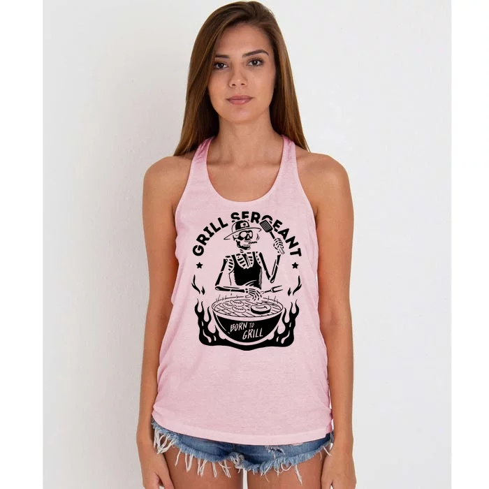 Slogan Grill Sergeant Born To Grill Women's Knotted Racerback Tank