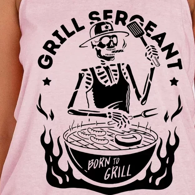 Slogan Grill Sergeant Born To Grill Women's Knotted Racerback Tank