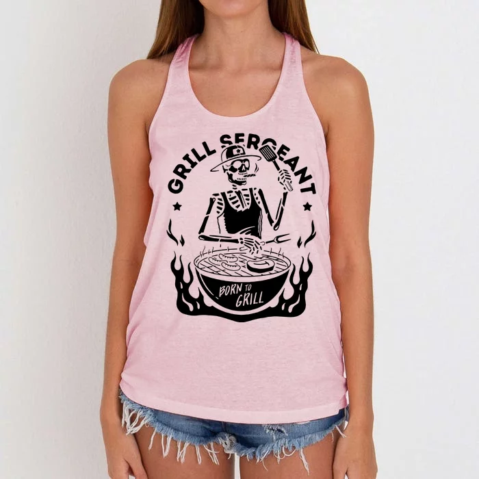 Slogan Grill Sergeant Born To Grill Women's Knotted Racerback Tank