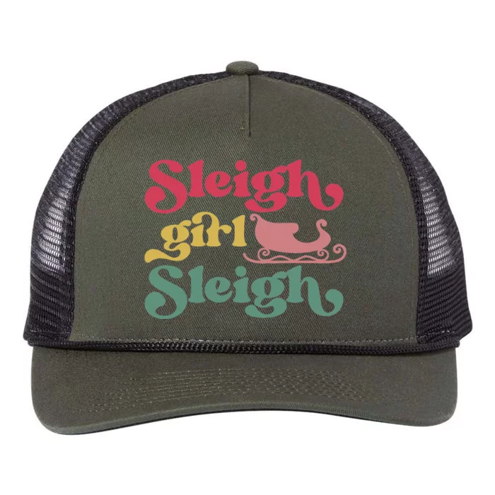 sleigh girl sleigh christmas Retro Rope Trucker Hat Cap