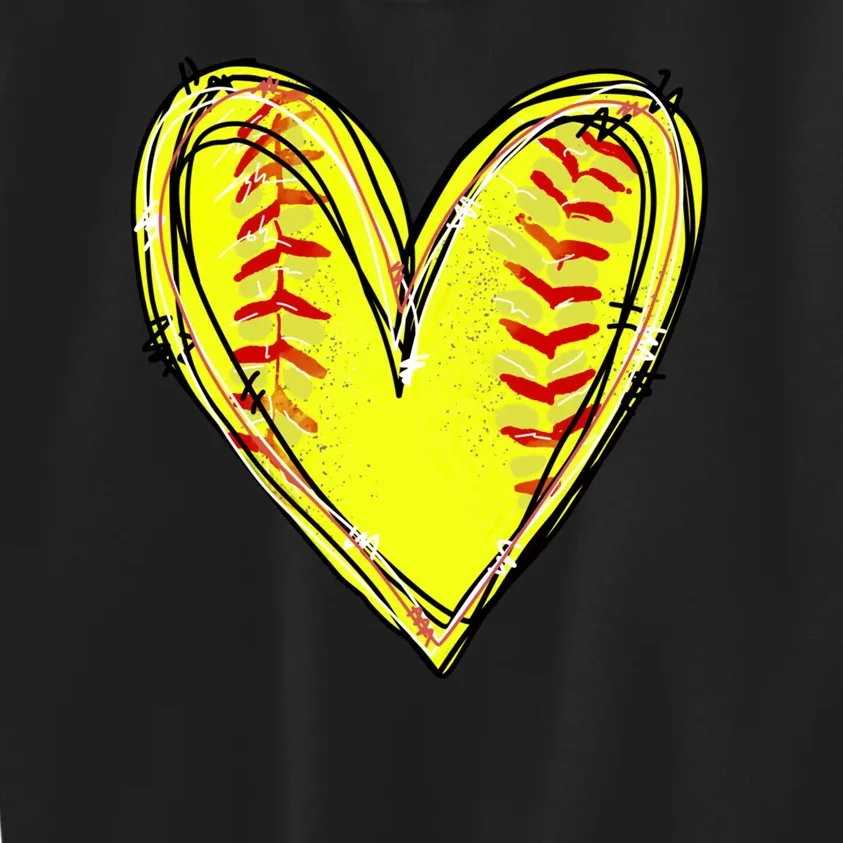 Softball Game Softball Heart Day Softball Lovers Kids Sweatshirt