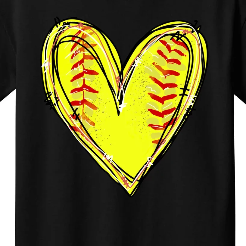 Softball Game Softball Heart Day Softball Lovers Kids T-Shirt