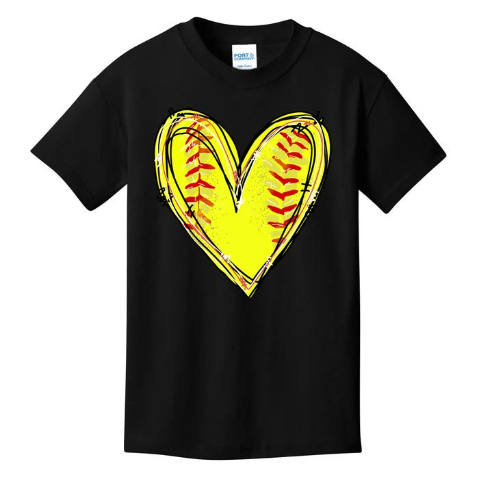 Softball Game Softball Heart Day Softball Lovers Kids T-Shirt