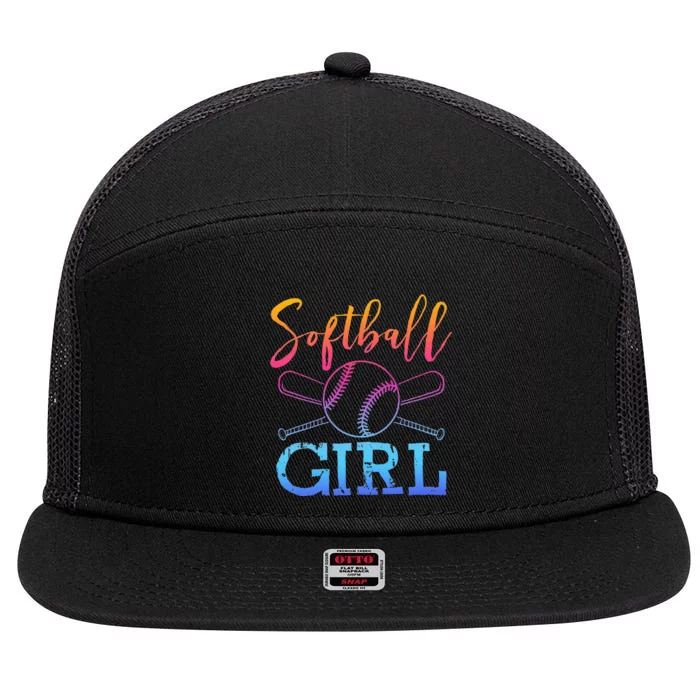 Softball Girls Softball Player Softball Girl 7 Panel Mesh Trucker Snapback Hat