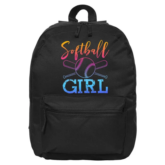 Softball Girls Softball Player Softball Girl 16 in Basic Backpack