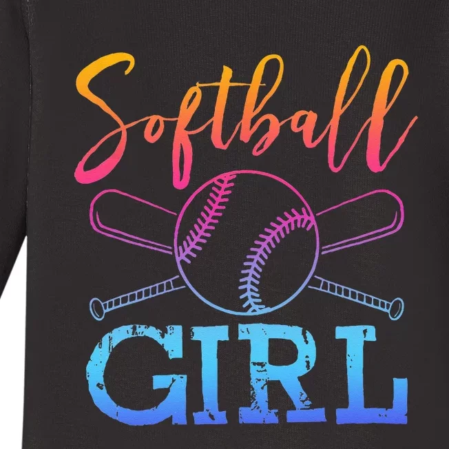 Softball Girls Softball Player Softball Girl Baby Long Sleeve Bodysuit