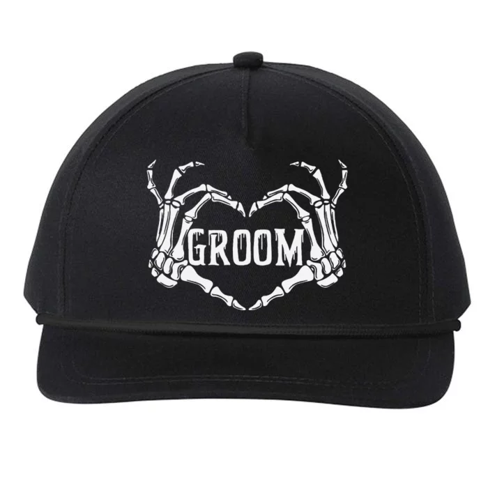 Spooky Groom Skeleton Hands Halloween Engagement Wedding Snapback Five-Panel Rope Hat