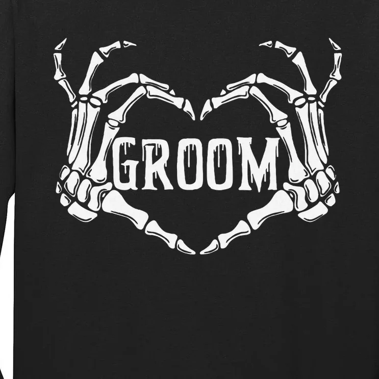 Spooky Groom Skeleton Hands Halloween Engagement Wedding Tall Long Sleeve T-Shirt