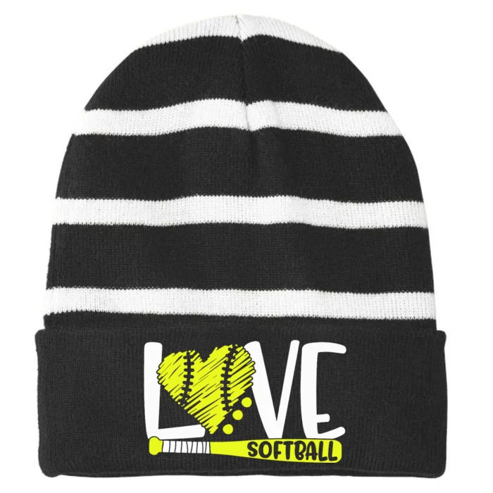 Softball Graphic Saying Shirts For Teen Girl And Women Striped Beanie with Solid Band