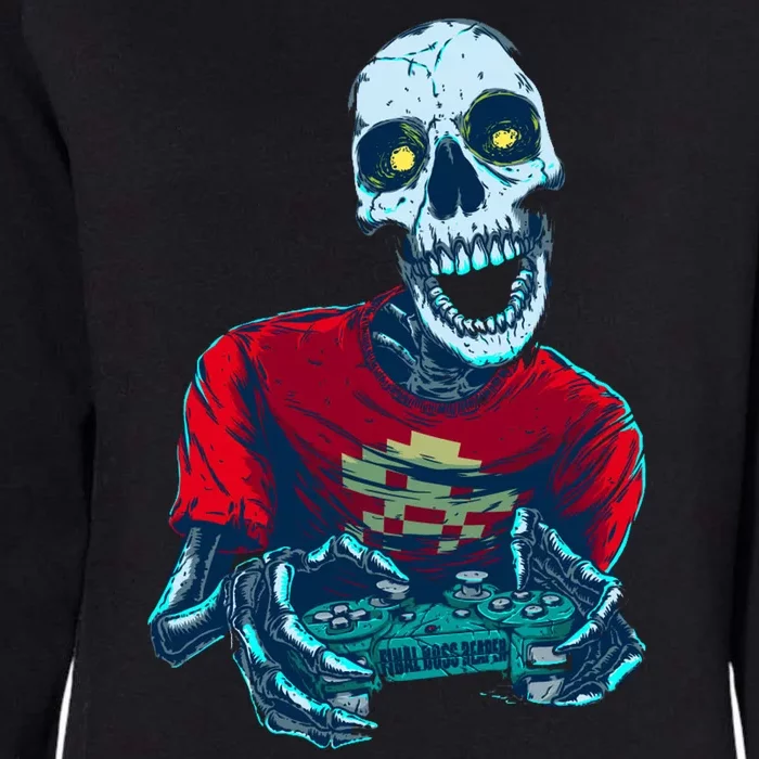 Scary Gamer Skeleton Playing Video Games Graphic Womens California Wash Sweatshirt