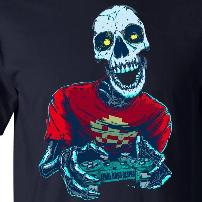 Scary Gamer Skeleton Playing Video Games Graphic Tall T-Shirt