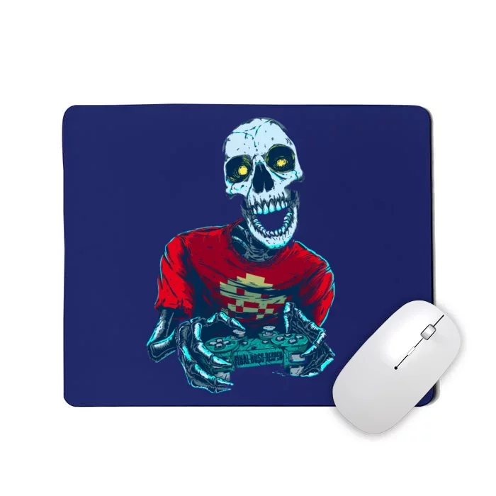 Scary Gamer Skeleton Playing Video Games Graphic Mousepad