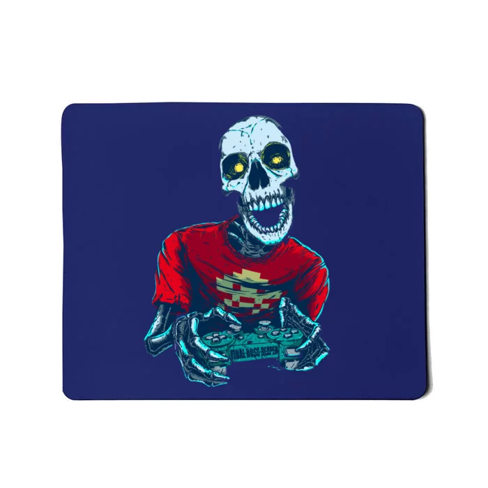 Scary Gamer Skeleton Playing Video Games Graphic Mousepad