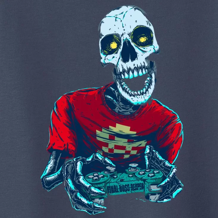 Scary Gamer Skeleton Playing Video Games Graphic Toddler T-Shirt