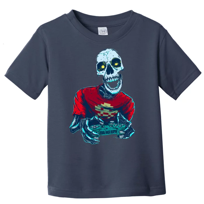 Scary Gamer Skeleton Playing Video Games Graphic Toddler T-Shirt