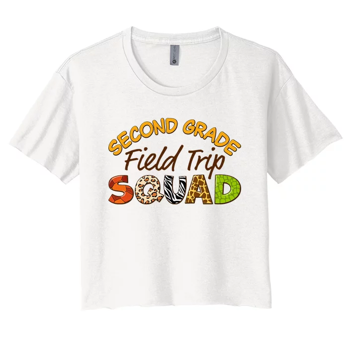 Second Grade Students School Zoo Field Trip Squad Matching Women's Crop Top Tee