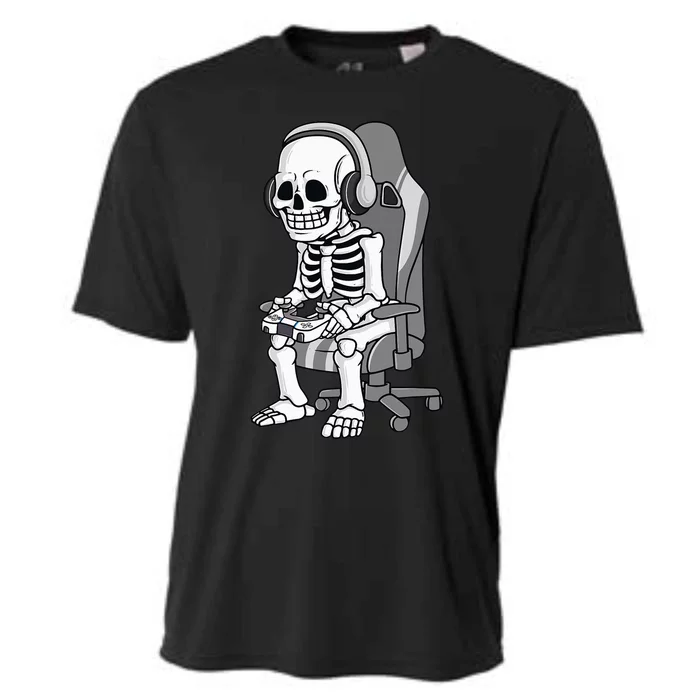 Spooky Gaming Skeleton Costume Cooling Performance Crew T-Shirt