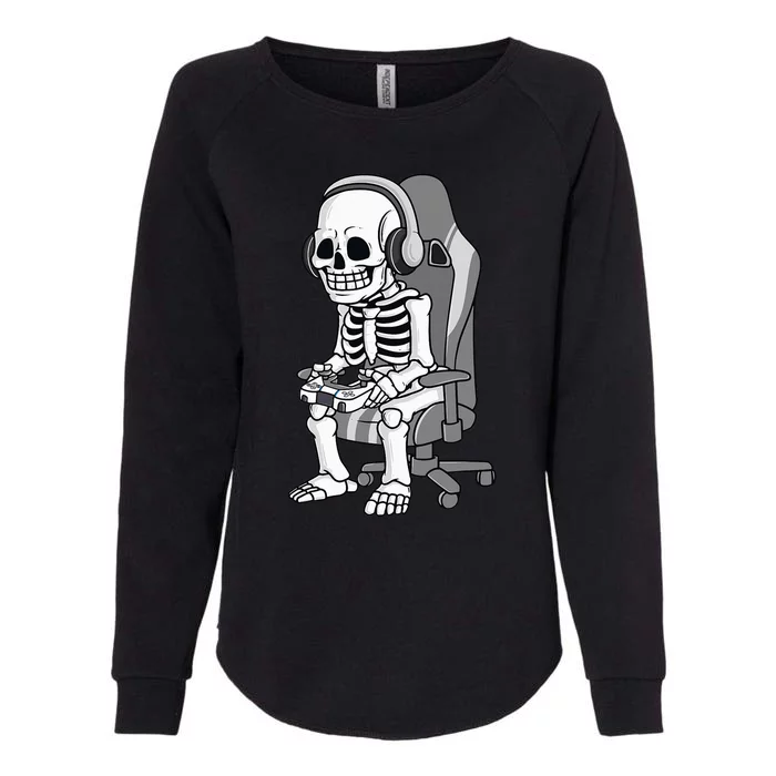 Spooky Gaming Skeleton Costume Womens California Wash Sweatshirt