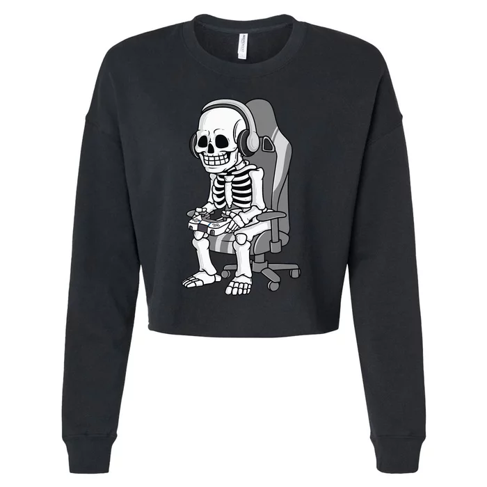 Spooky Gaming Skeleton Costume Cropped Pullover Crew