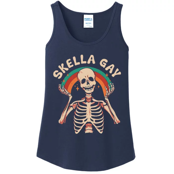 Skella Gay Skeleton Lgbtq Gay Queer Lesbian Pride Month Ladies Essential Tank