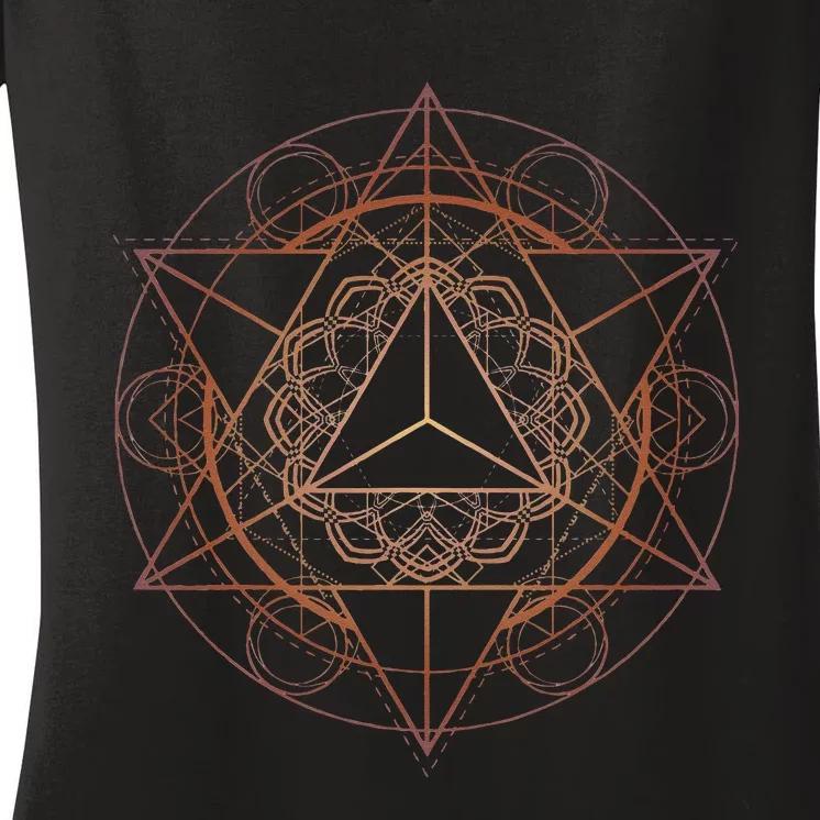 Sacred Geometry Star Tetrahedron Merkaba Women's V-Neck T-Shirt