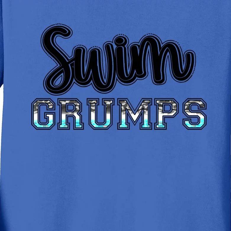 Swim Grumps Swimming Diving Camo Western Fathers Day Gift Kids Long Sleeve Shirt