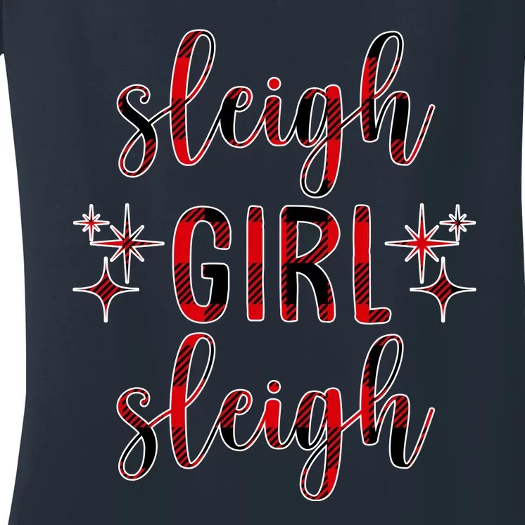 Sleigh Girl Sleigh Christmas Funny Gift Women's V-Neck T-Shirt