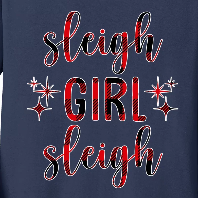 Sleigh Girl Sleigh Christmas Funny Gift Kids Long Sleeve Shirt