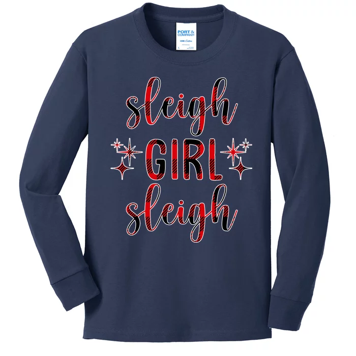 Sleigh Girl Sleigh Christmas Funny Gift Kids Long Sleeve Shirt