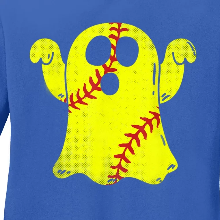 Softball Ghost Softball Lover Halloween Costume Ladies Long Sleeve Shirt