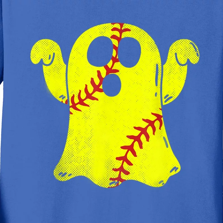 Softball Ghost Softball Lover Halloween Costume Kids Long Sleeve Shirt