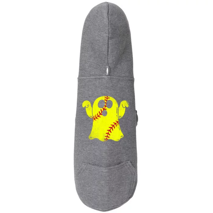 Softball Ghost Softball Lover Halloween Costume Doggie 3-End Fleece Hoodie