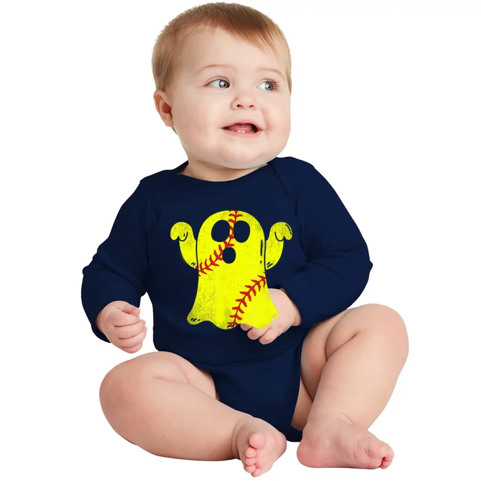 Softball Ghost Softball Lover Halloween Costume Baby Long Sleeve Bodysuit