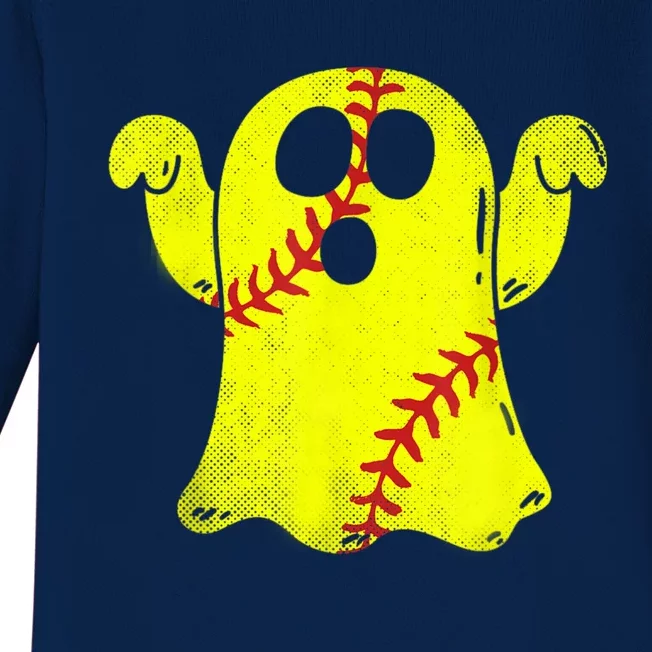 Softball Ghost Softball Lover Halloween Costume Baby Long Sleeve Bodysuit