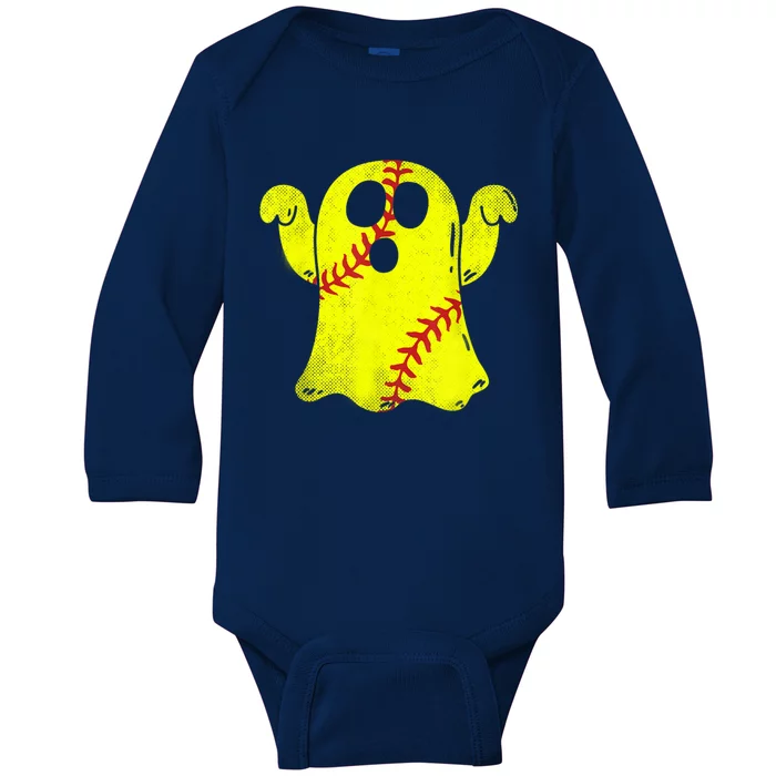 Softball Ghost Softball Lover Halloween Costume Baby Long Sleeve Bodysuit