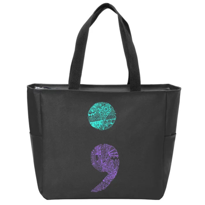 Semicolon Gift Suicide Prevention Awareness Zip Tote Bag