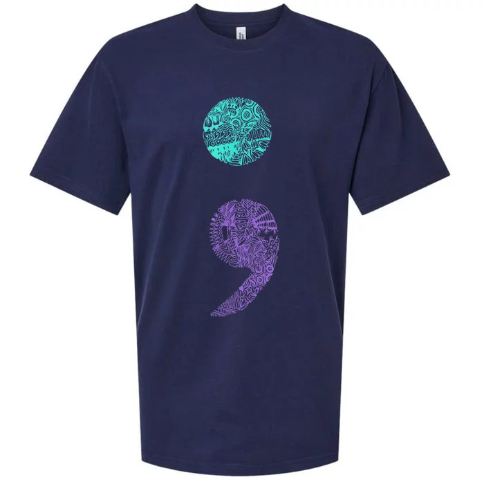 Semicolon Gift Suicide Prevention Awareness Sueded Cloud Jersey T-Shirt