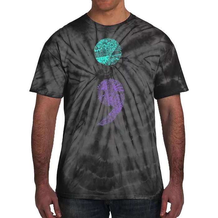 Semicolon Gift Suicide Prevention Awareness Tie-Dye T-Shirt