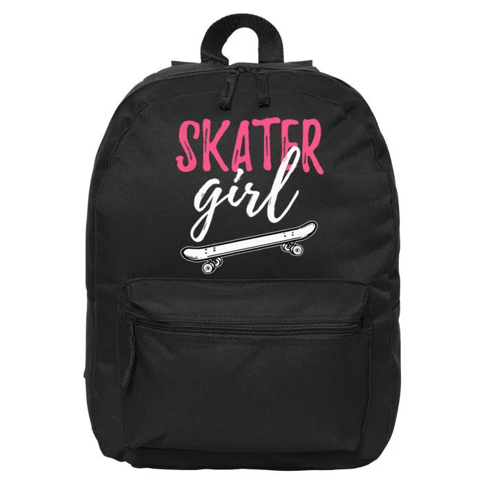 Skater Girl Skateboarding Skateboard Gift 16 in Basic Backpack