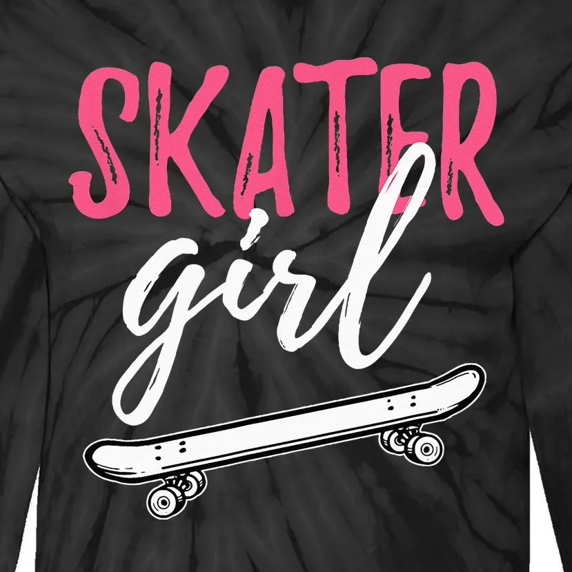 Skater Girl Skateboarding Skateboard Gift Tie-Dye Long Sleeve Shirt