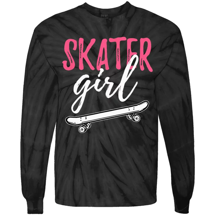 Skater Girl Skateboarding Skateboard Gift Tie-Dye Long Sleeve Shirt