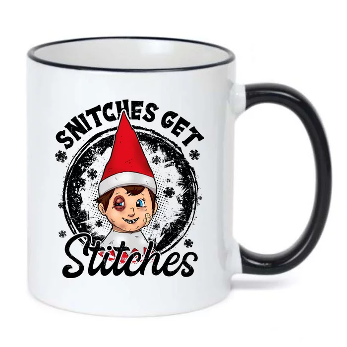 Snitches Get Stitches The Elf Xmas Funny Christmas Black Color Changing Mug